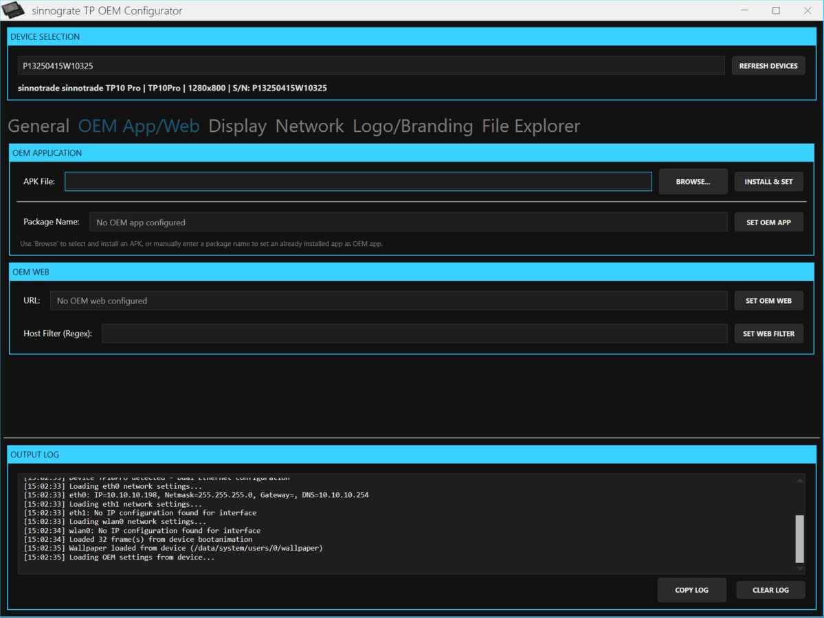 TP Configurator - OEM App View