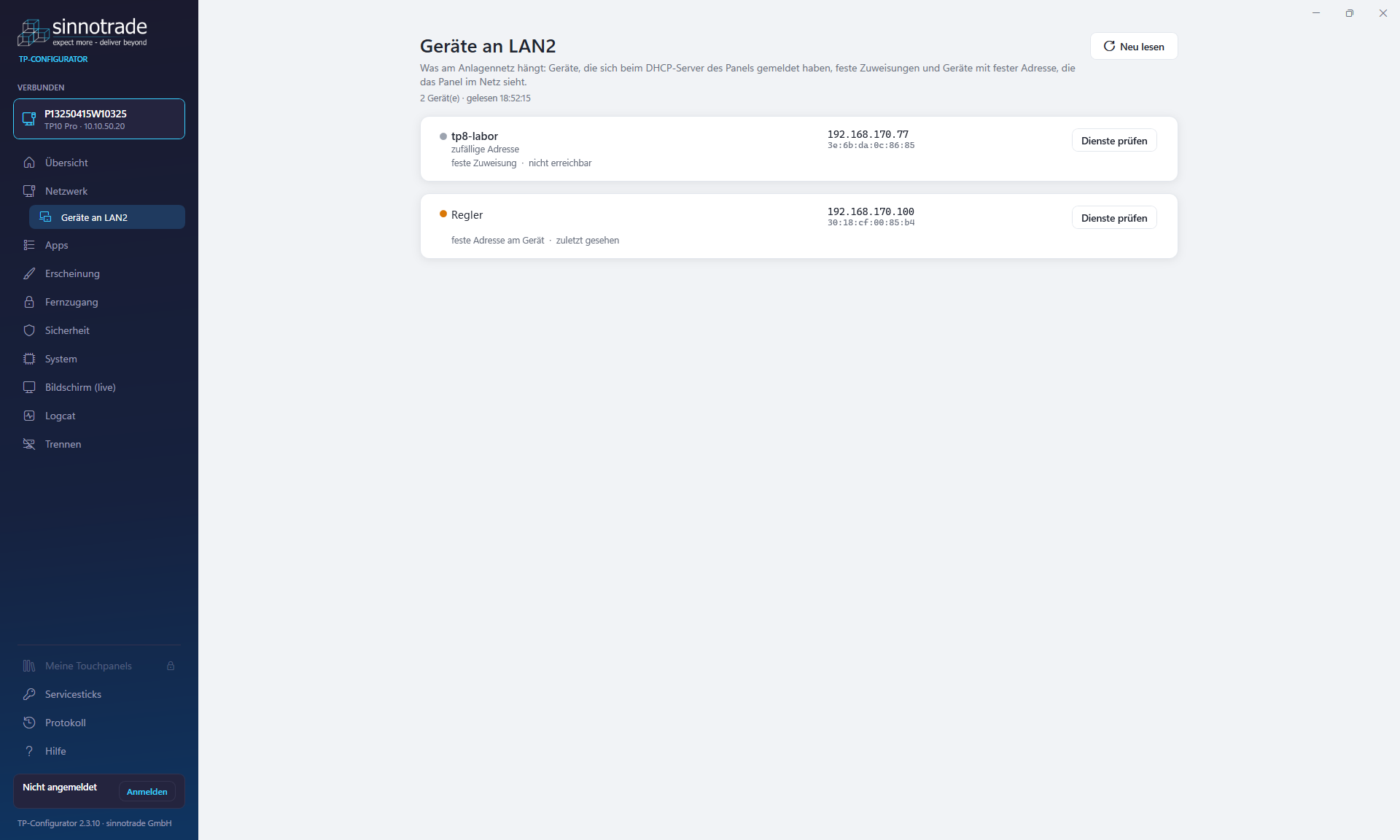 TP-Configurator: Geräte an LAN2