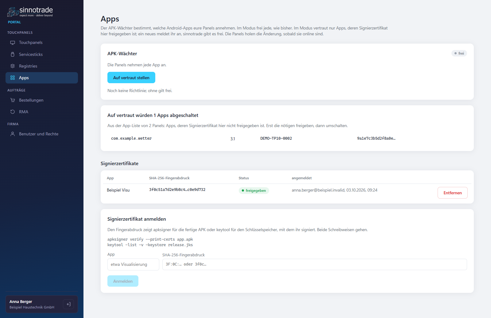 Kundenportal: APK-Wächter